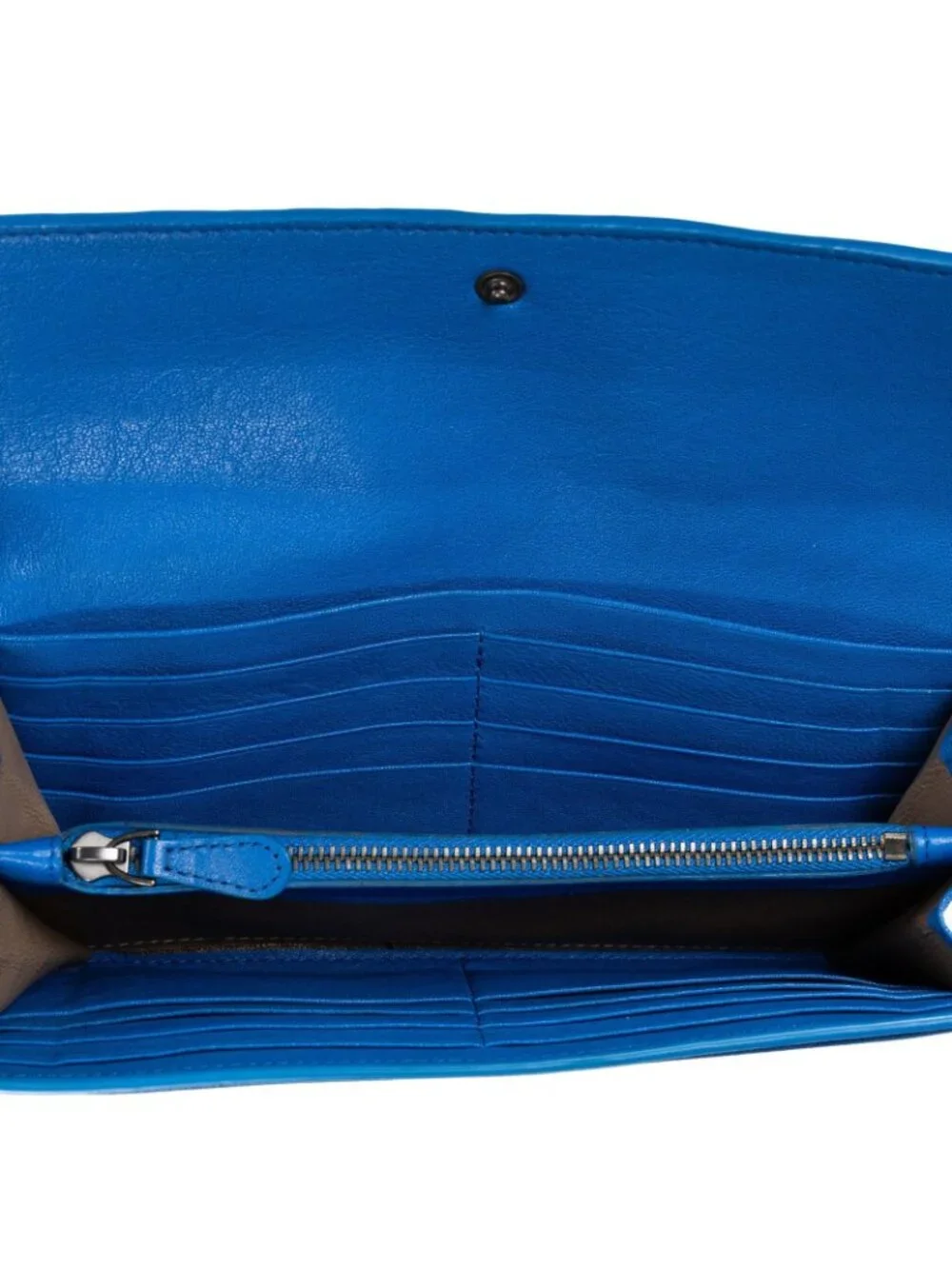 Bottega Veneta Flap Blue Intrecciato Calfskin Leathera